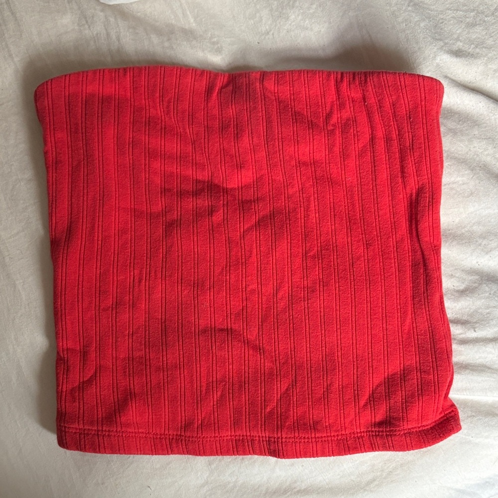 Red Ribbed Tube Top